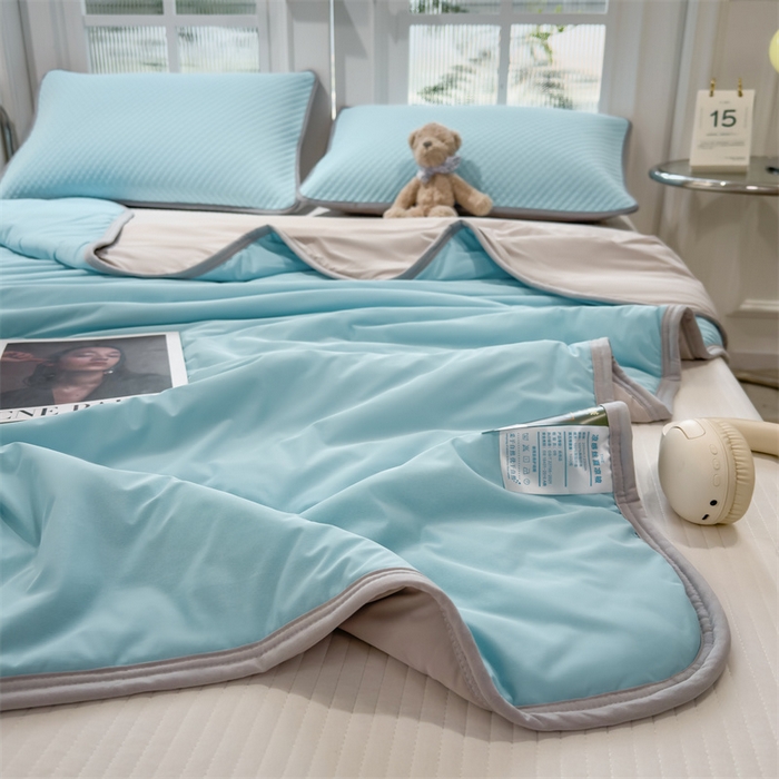 91家纺网 家纺一手货源 找家纺 乐家欣 2026新款凉感凉豆豆床笠款床席款凉席系列 凉感夏被-清水蓝