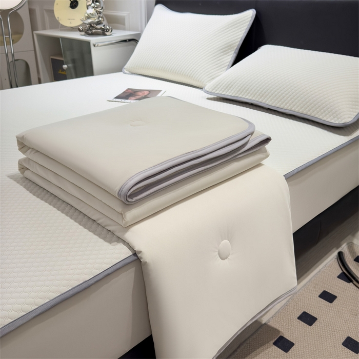 91家纺网 家纺一手货源 找家纺 乐家欣 2026新款凉感凉豆豆床笠款床席款凉席系列 凉豆豆-奶昔白（床笠款）