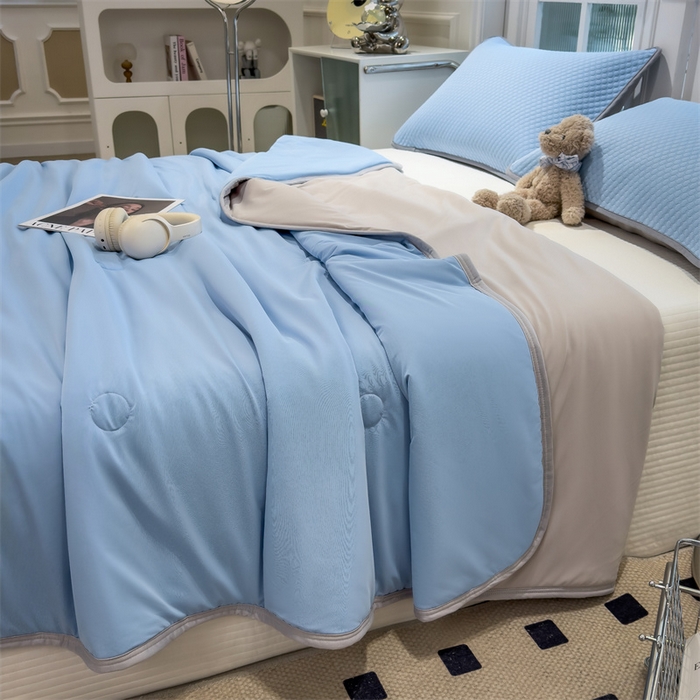 91家纺网 家纺一手货源 找家纺 乐家欣 2026新款凉感凉豆豆床笠款床席款凉席系列 凉感夏被-宾利蓝