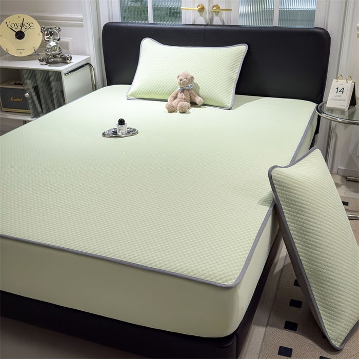 91家纺网 家纺一手货源 找家纺 乐家欣 2026新款凉感凉豆豆床笠款床席款凉席系列 凉豆豆-嫩绿（床笠款）