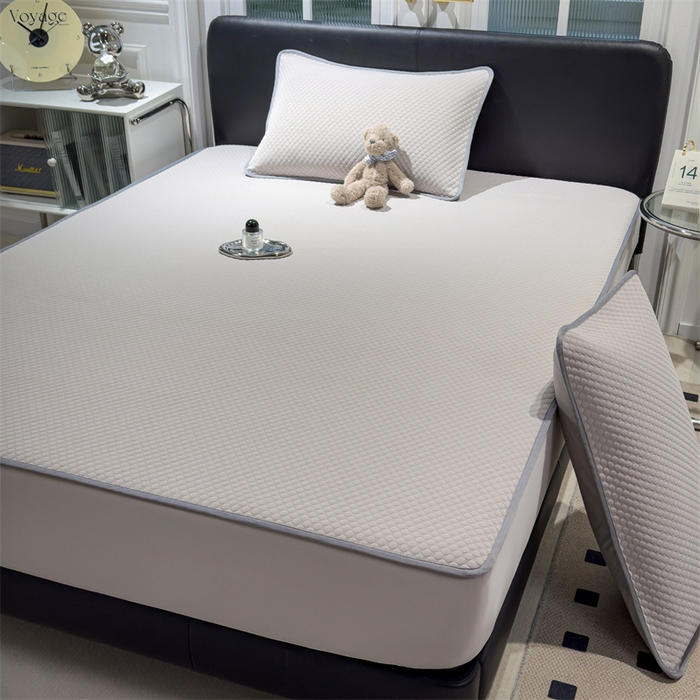 91家纺网 家纺一手货源 找家纺 乐家欣 2026新款凉感凉豆豆床笠款床席款凉席系列 凉豆豆-浅灰（床笠款）