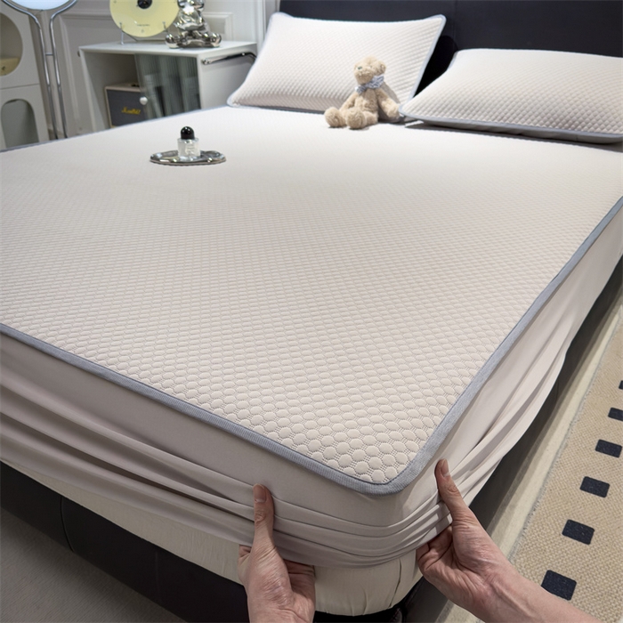 91家纺网 家纺一手货源 找家纺 乐家欣 2026新款凉感凉豆豆床笠款床席款凉席系列 凉豆豆-浅灰（床笠款）