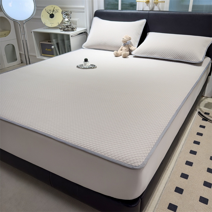 91家纺网 家纺一手货源 找家纺 乐家欣 2026新款凉感凉豆豆床笠款床席款凉席系列 凉豆豆-浅灰（床笠款）