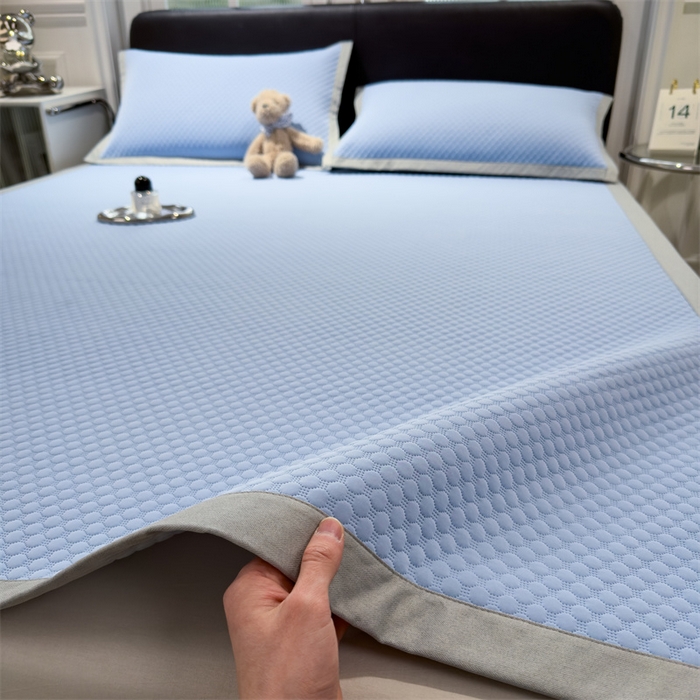 91家纺网 家纺一手货源 找家纺 乐家欣 2026新款凉感凉豆豆床笠款床席款凉席系列 凉豆豆-宾利蓝（床席款）