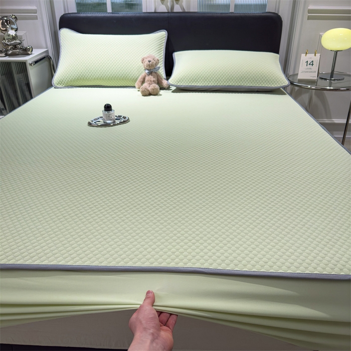 91家纺网 家纺一手货源 找家纺 乐家欣 2026新款凉感凉豆豆床笠款床席款凉席系列 凉豆豆-嫩绿（床笠款）