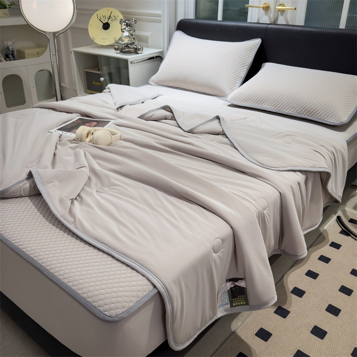 91家纺网 家纺一手货源 找家纺 乐家欣 2026新款凉感凉豆豆床笠款床席款凉席系列 凉豆豆-浅灰（床笠款）