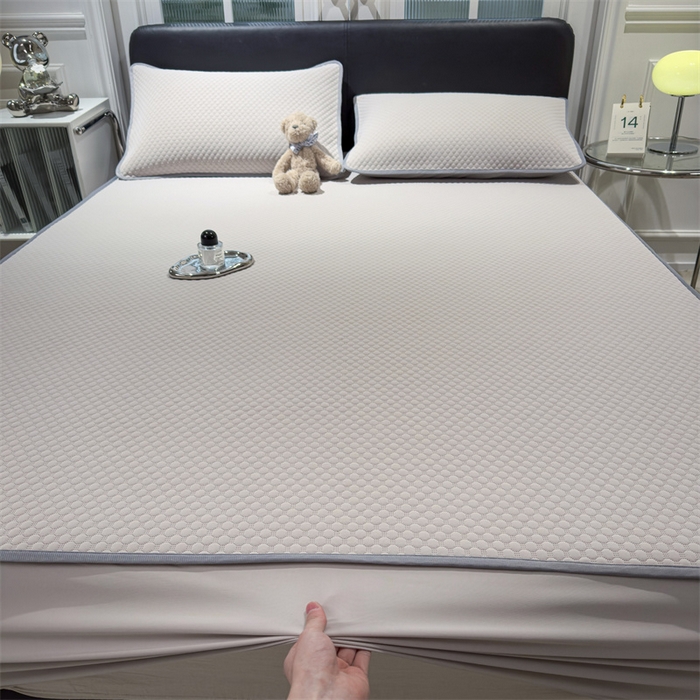 91家纺网 家纺一手货源 找家纺 乐家欣 2026新款凉感凉豆豆床笠款床席款凉席系列 凉豆豆-浅灰（床笠款）