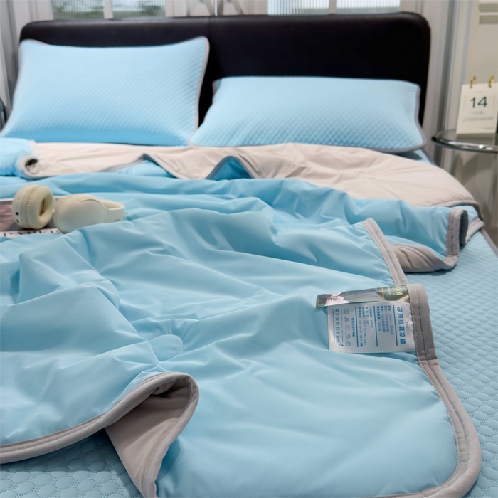 91家纺网 家纺一手货源 找家纺 乐家欣 2026新款凉感凉豆豆床笠款床席款凉席系列 凉豆豆-清水蓝（床笠款）