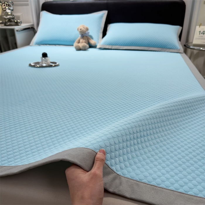 91家纺网 家纺一手货源 找家纺 乐家欣 2026新款凉感凉豆豆床笠款床席款凉席系列 凉豆豆-清水蓝（床席款）