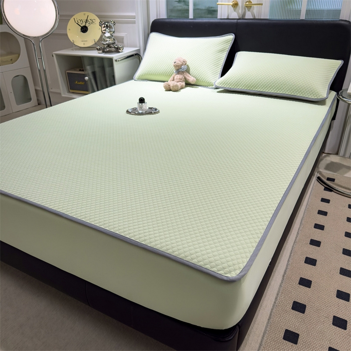 91家纺网 家纺一手货源 找家纺 乐家欣 2026新款凉感凉豆豆床笠款床席款凉席系列 凉豆豆-嫩绿（床笠款）