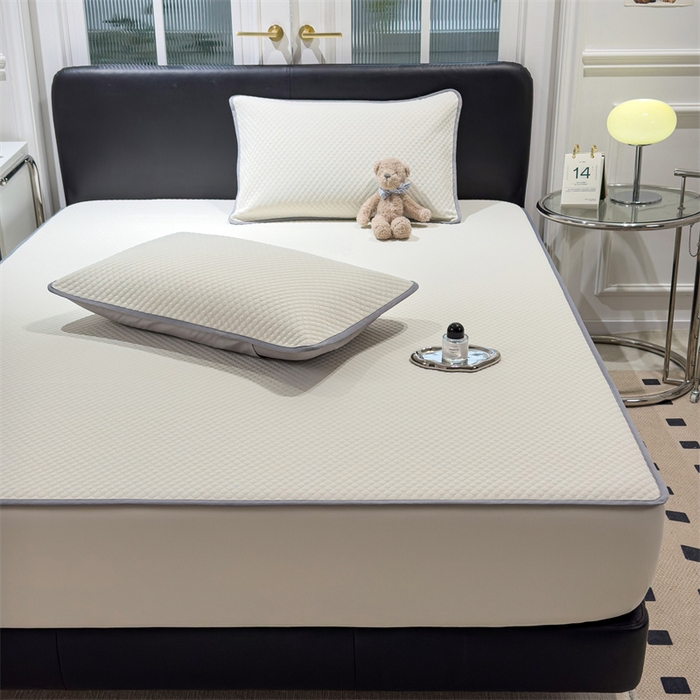 91家纺网 家纺一手货源 找家纺 乐家欣 2026新款凉感凉豆豆床笠款床席款凉席系列 凉豆豆-奶昔白（床笠款）