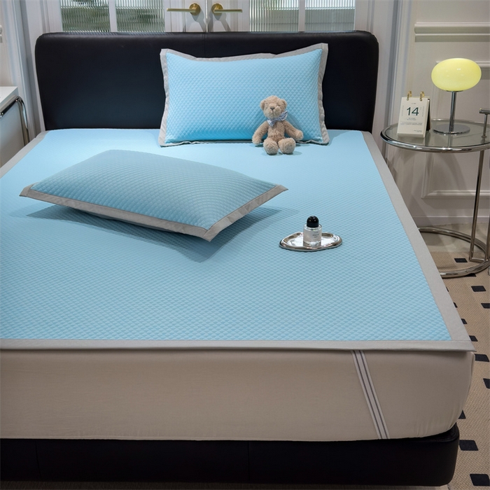 91家纺网 家纺一手货源 找家纺 乐家欣 2026新款凉感凉豆豆床笠款床席款凉席系列 凉豆豆-清水蓝（床席款）