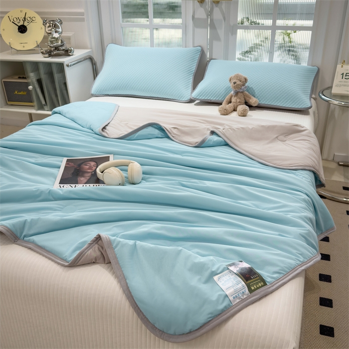 91家纺网 家纺一手货源 找家纺 乐家欣 2026新款凉感凉豆豆床笠款床席款凉席系列 凉感夏被-清水蓝