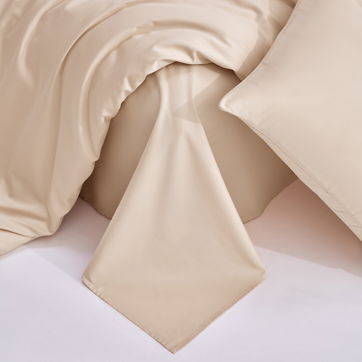 91家纺网 家纺一手货源 找家纺 合欢（原天一阁） 2026新款50s双股长绒棉全棉纯棉纯色四件套 香槟金