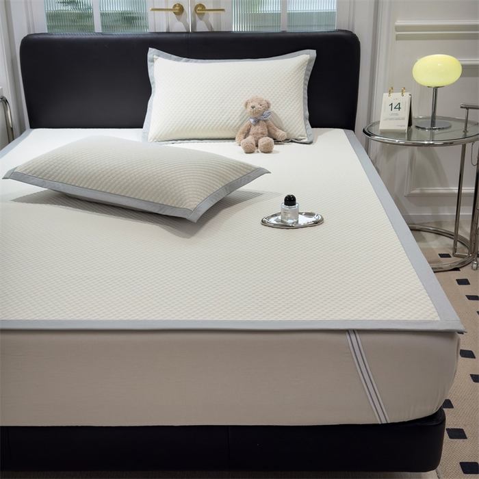 91家纺网 家纺一手货源 找家纺 乐家欣 2026新款凉感凉豆豆床笠款床席款凉席系列 凉豆豆-奶昔白（床席款）