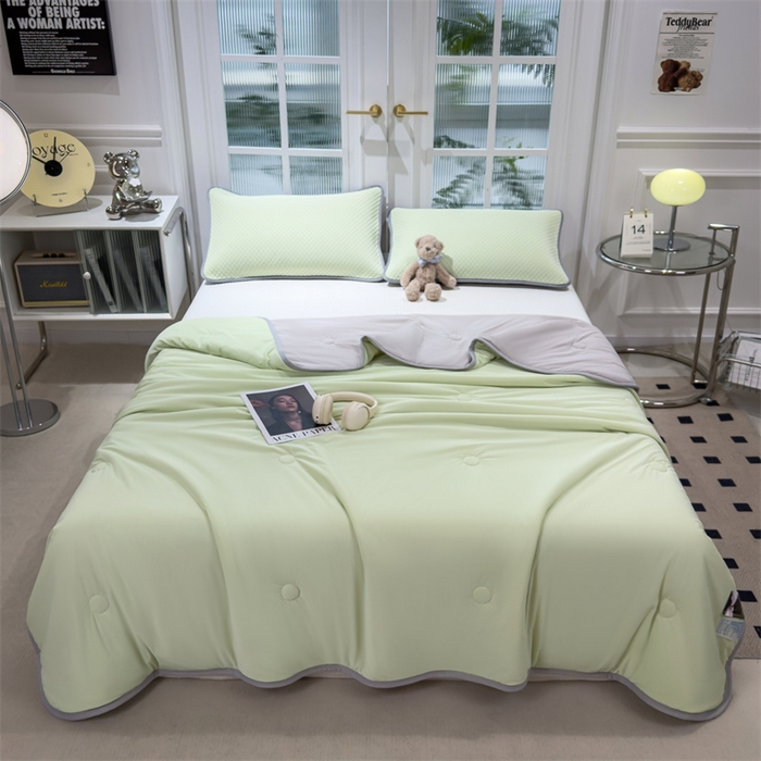 91家纺网 家纺一手货源 找家纺 乐家欣 2026新款凉感凉豆豆床笠款床席款凉席系列 凉感夏被-嫩绿