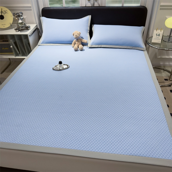 91家纺网 家纺一手货源 找家纺 乐家欣 2026新款凉感凉豆豆床笠款床席款凉席系列 凉豆豆-宾利蓝（床席款）