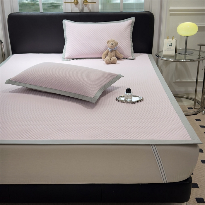 91家纺网 家纺一手货源 找家纺 乐家欣 2026新款凉感凉豆豆床笠款床席款凉席系列 凉豆豆-蜜桃粉（床席款）