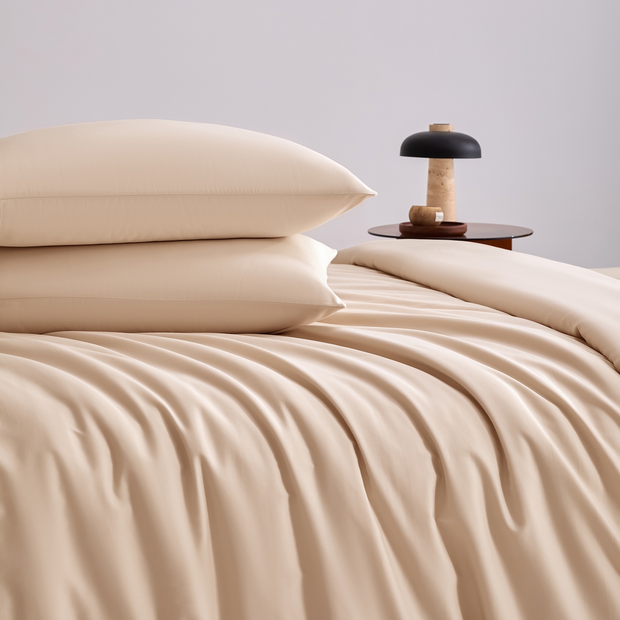 91家纺网 家纺一手货源 找家纺 合欢（原天一阁） 2026新款50s双股长绒棉全棉纯棉纯色四件套 香槟金