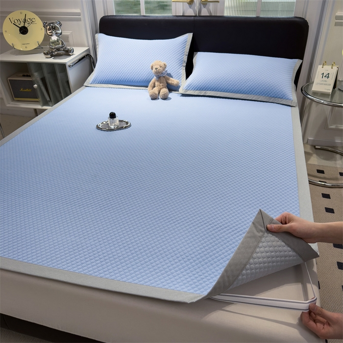 91家纺网 家纺一手货源 找家纺 乐家欣 2026新款凉感凉豆豆床笠款床席款凉席系列 凉豆豆-宾利蓝（床席款）