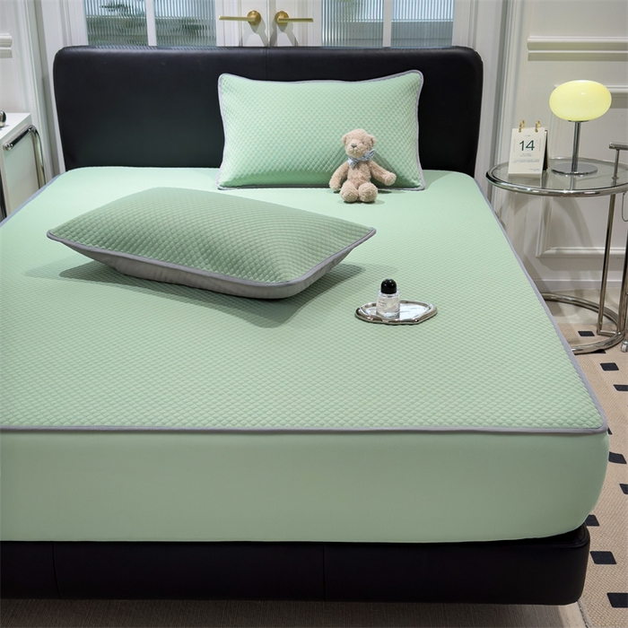 91家纺网 家纺一手货源 找家纺 乐家欣 2026新款凉感凉豆豆床笠款床席款凉席系列 凉豆豆-松绿（床笠款）