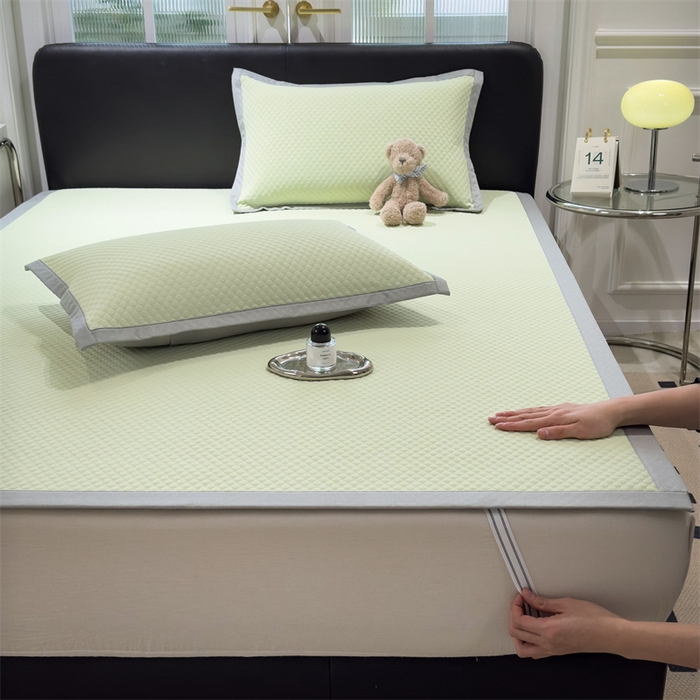 91家纺网 家纺一手货源 找家纺 乐家欣 2026新款凉感凉豆豆床笠款床席款凉席系列 凉豆豆-嫩绿（床席款）