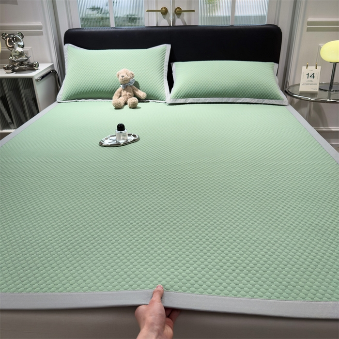 91家纺网 家纺一手货源 找家纺 乐家欣 2026新款凉感凉豆豆床笠款床席款凉席系列 凉豆豆-松绿（床席款）