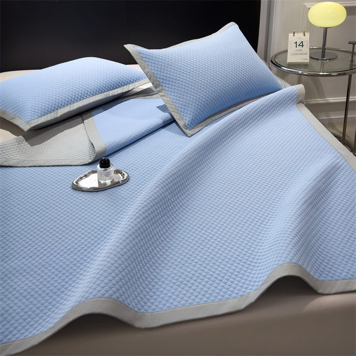 91家纺网 家纺一手货源 找家纺 乐家欣 2026新款凉感凉豆豆床笠款床席款凉席系列 凉豆豆-宾利蓝（床席款）