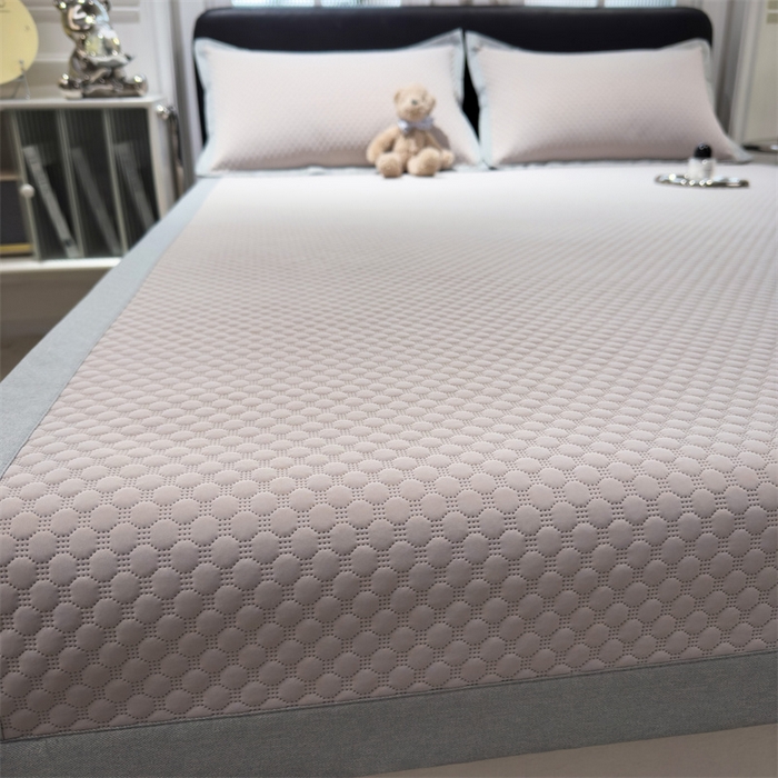 91家纺网 家纺一手货源 找家纺 乐家欣 2026新款凉感凉豆豆床笠款床席款凉席系列 凉豆豆-浅灰（床席款）