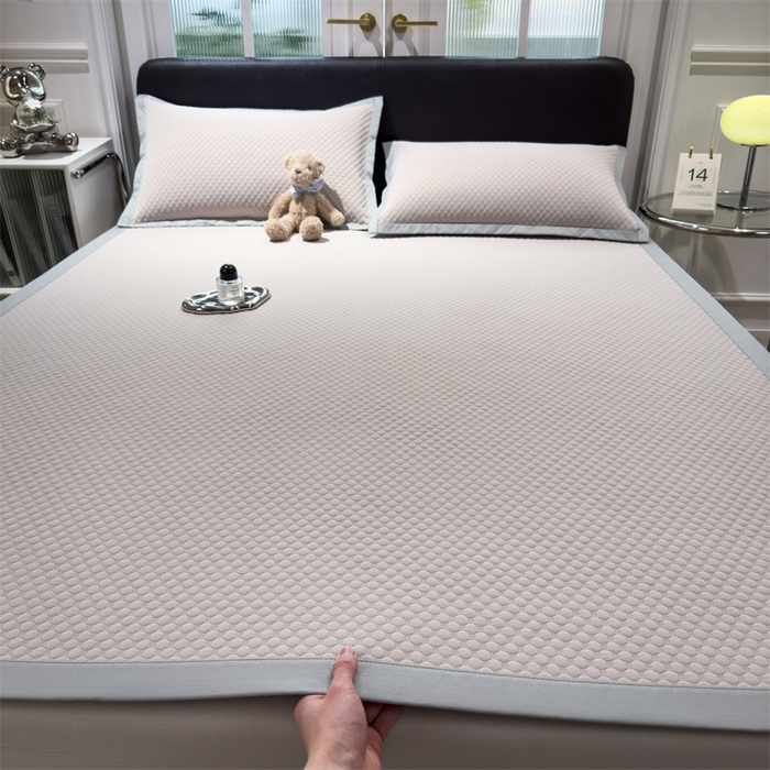 91家纺网 家纺一手货源 找家纺 乐家欣 2026新款凉感凉豆豆床笠款床席款凉席系列 凉豆豆-浅灰（床席款）