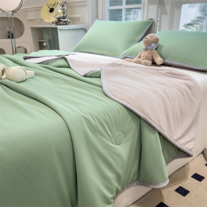 91家纺网 家纺一手货源 找家纺 乐家欣 2026新款凉感凉豆豆床笠款床席款凉席系列 凉感夏被-松绿