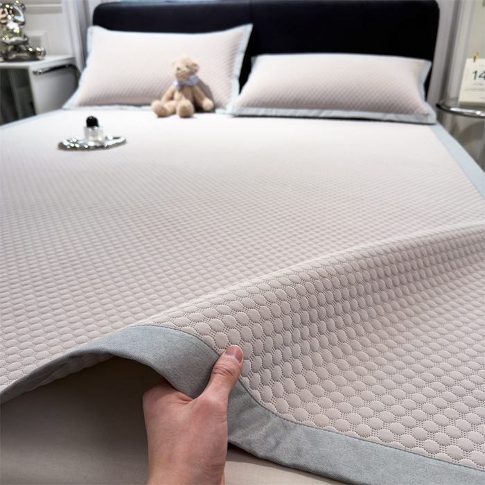 91家纺网 家纺一手货源 找家纺 乐家欣 2026新款凉感凉豆豆床笠款床席款凉席系列 凉豆豆-浅灰（床席款）