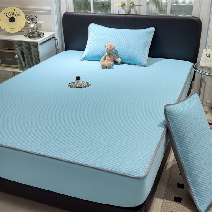 91家纺网 家纺一手货源 找家纺 乐家欣 2026新款凉感凉豆豆床笠款床席款凉席系列 凉豆豆-清水蓝（床笠款）