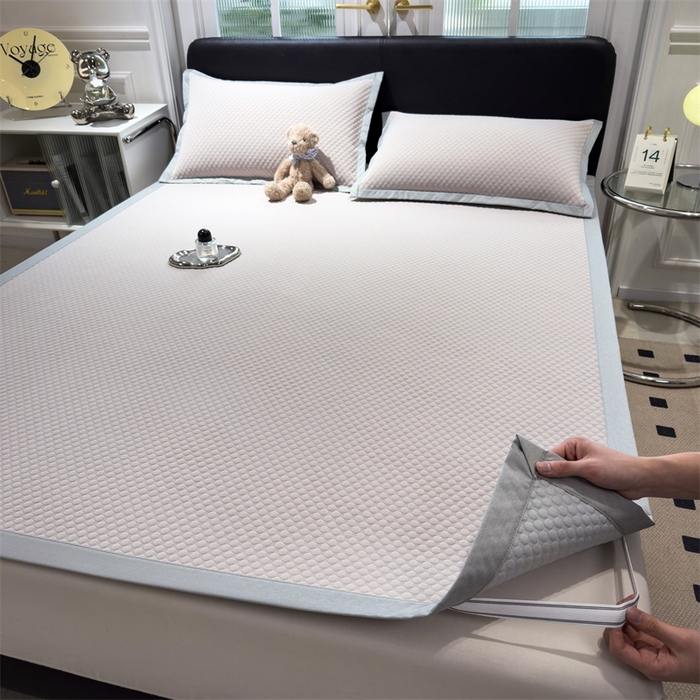 91家纺网 家纺一手货源 找家纺 乐家欣 2026新款凉感凉豆豆床笠款床席款凉席系列 凉豆豆-浅灰（床席款）