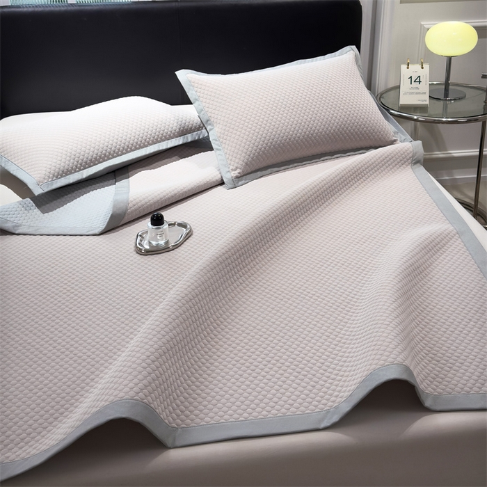 91家纺网 家纺一手货源 找家纺 乐家欣 2026新款凉感凉豆豆床笠款床席款凉席系列 凉豆豆-浅灰（床席款）