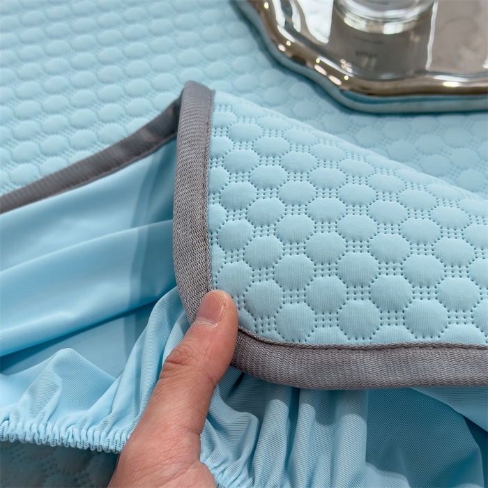 91家纺网 家纺一手货源 找家纺 乐家欣 2026新款凉感凉豆豆床笠款床席款凉席系列 凉豆豆-清水蓝（床笠款）