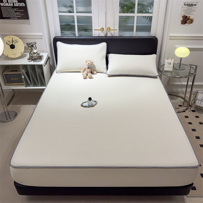 91家纺网 家纺一手货源 找家纺 乐家欣 2026新款凉感凉豆豆床笠款床席款凉席系列 凉豆豆-奶昔白（床笠款）