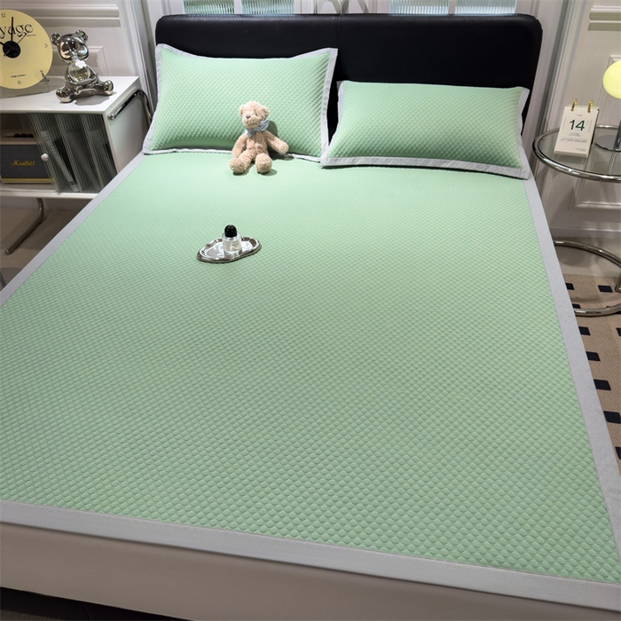 91家纺网 家纺一手货源 找家纺 乐家欣 2026新款凉感凉豆豆床笠款床席款凉席系列 凉豆豆-松绿（床席款）