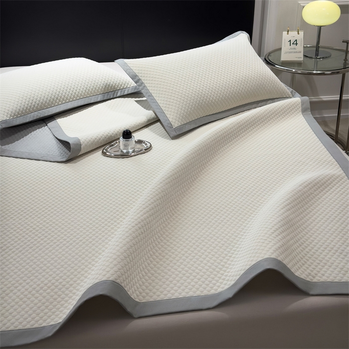 91家纺网 家纺一手货源 找家纺 乐家欣 2026新款凉感凉豆豆床笠款床席款凉席系列 凉豆豆-奶昔白（床席款）