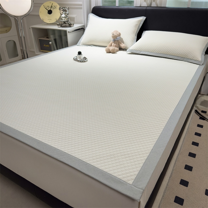 91家纺网 家纺一手货源 找家纺 乐家欣 2026新款凉感凉豆豆床笠款床席款凉席系列 凉豆豆-奶昔白（床席款）