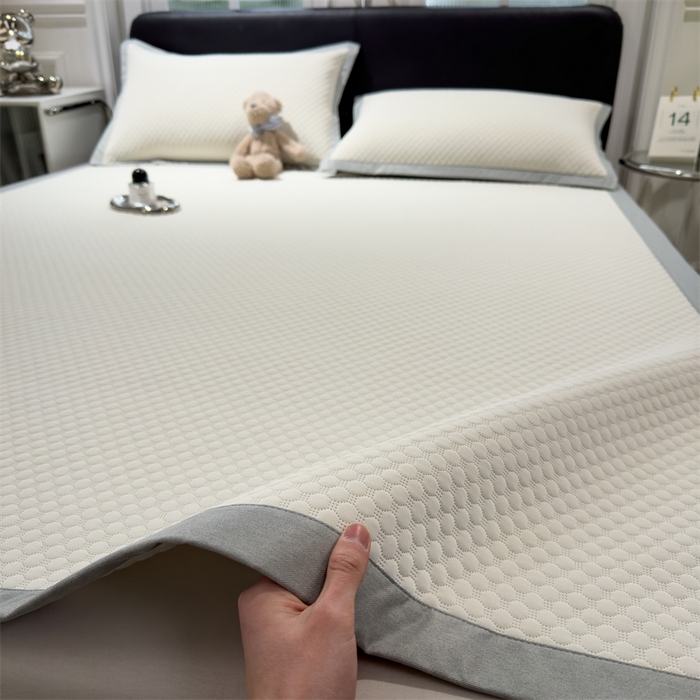 91家纺网 家纺一手货源 找家纺 乐家欣 2026新款凉感凉豆豆床笠款床席款凉席系列 凉豆豆-奶昔白（床席款）