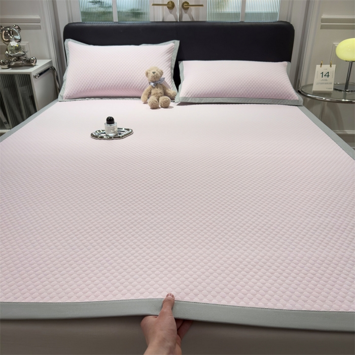 91家纺网 家纺一手货源 找家纺 乐家欣 2026新款凉感凉豆豆床笠款床席款凉席系列 凉豆豆-蜜桃粉（床席款）