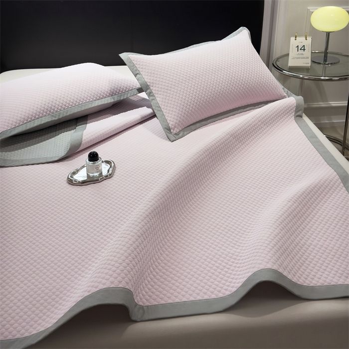 91家纺网 家纺一手货源 找家纺 乐家欣 2026新款凉感凉豆豆床笠款床席款凉席系列 凉豆豆-蜜桃粉（床席款）