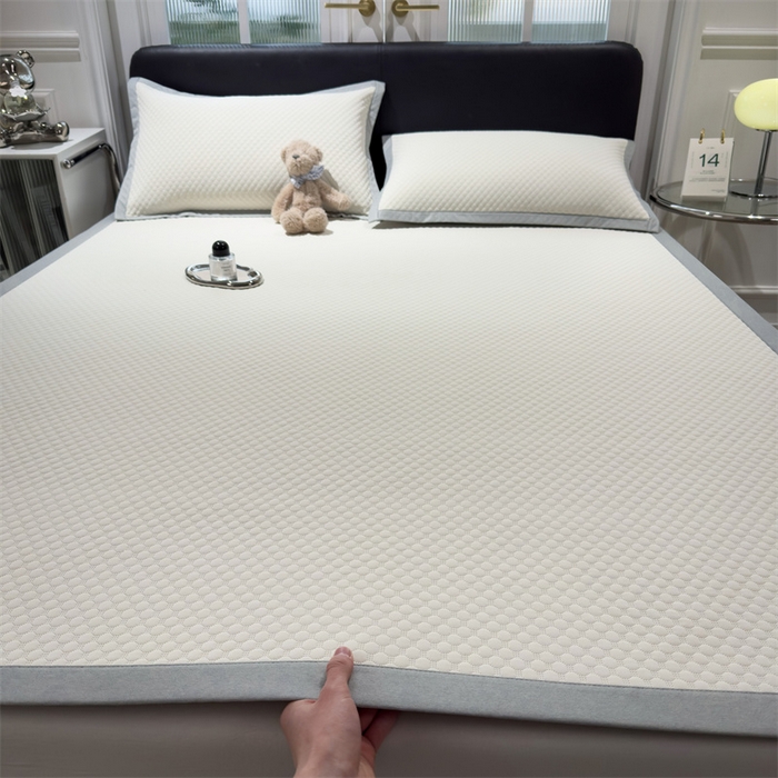 91家纺网 家纺一手货源 找家纺 乐家欣 2026新款凉感凉豆豆床笠款床席款凉席系列 凉豆豆-奶昔白（床席款）