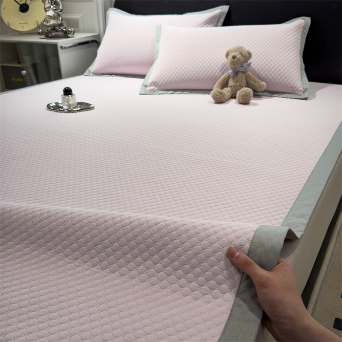 91家纺网 家纺一手货源 找家纺 乐家欣 2026新款凉感凉豆豆床笠款床席款凉席系列 凉豆豆-蜜桃粉（床席款）