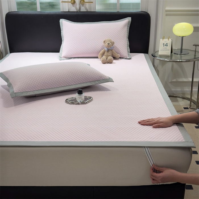 91家纺网 家纺一手货源 找家纺 乐家欣 2026新款凉感凉豆豆床笠款床席款凉席系列 凉豆豆-蜜桃粉（床席款）