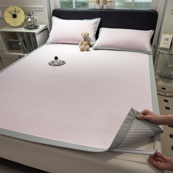 91家纺网 家纺一手货源 找家纺 乐家欣 2026新款凉感凉豆豆床笠款床席款凉席系列 凉豆豆-蜜桃粉（床席款）