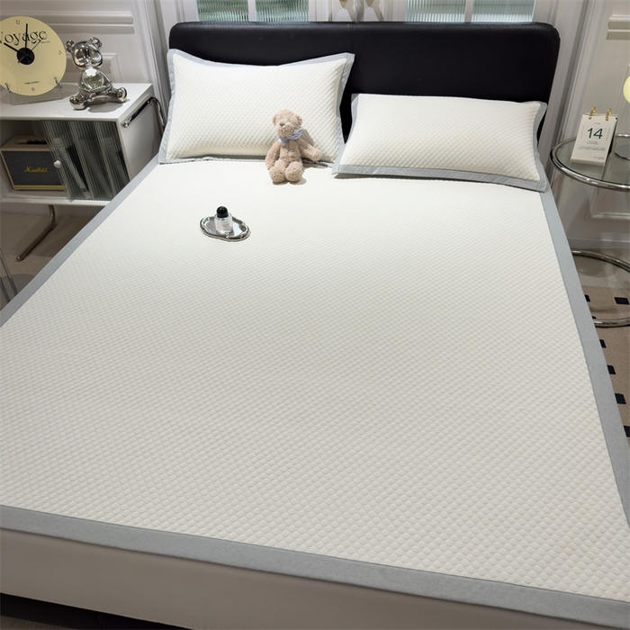 91家纺网 家纺一手货源 找家纺 乐家欣 2026新款凉感凉豆豆床笠款床席款凉席系列 凉豆豆-奶昔白（床席款）