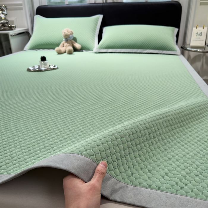 91家纺网 家纺一手货源 找家纺 乐家欣 2026新款凉感凉豆豆床笠款床席款凉席系列 凉豆豆-松绿（床席款）