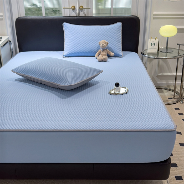 91家纺网 家纺一手货源 找家纺 乐家欣 2026新款凉感凉豆豆床笠款床席款凉席系列 凉豆豆-宾利蓝（床笠款）